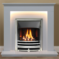Gallery Hutton Arctic White Marble Fireplace