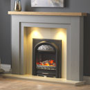 Pureglow Hanley Grey Painted with Oak Shelf Wood Fireplace _ pureglow