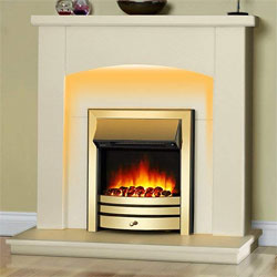 Signature Fireplaces Seattle Brass Electric Suite